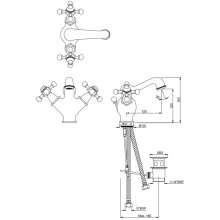 Cмеситель для раковины с донным клапаном Jaquar Queen’s QQT-CHR-7169B