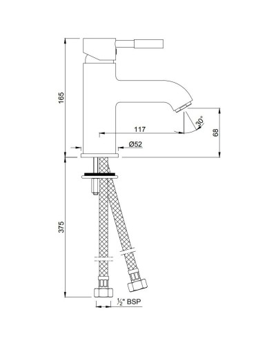 Смеситель для раковины без донного клапана Jaquar Solo SOL-CHR-6001B