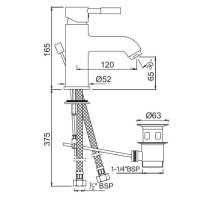 Cмеситель для раковины с донным клапаном Jaquar Solo SOL-CHR-6051B