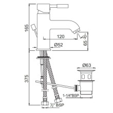 Cмеситель для раковины с донным клапаном Jaquar Solo SOL-CHR-6051B