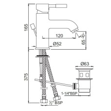 Cмеситель для раковины с донным клапаном Jaquar Solo SOL-CHR-6051B
