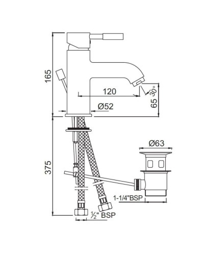 Cмеситель для раковины с донным клапаном Jaquar Solo SOL-CHR-6051B