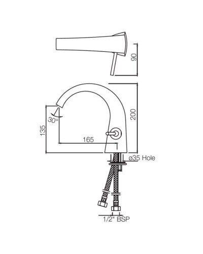 Смеситель для раковины без донного клапана Jaquar Arc ARC-CHR-87011B