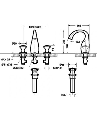 Смеситель для раковины с донным клапаном Bravat Swan F24287G-ENG