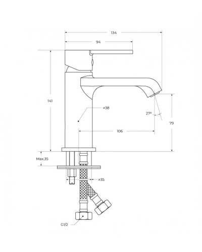 Смеситель для раковины без донного клапана BelBagno AURORA-LVM-CRM-W0
