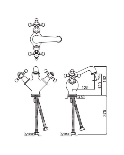 Смеситель для раковины без донного клапана Jaquar Queen’s QQT-CHR-7167B