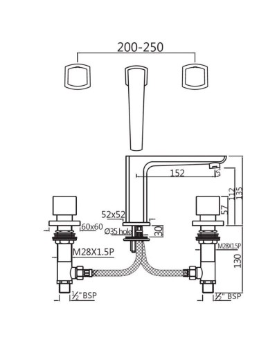 Смеситель для раковины без донного клапана Jaquar Kubix Prime KUP-CHR-35189PM