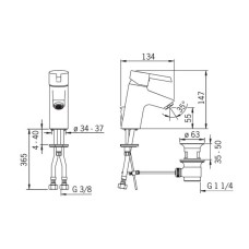 Смеситель для раковины с донным клапаном Hansa Pinto 45042203