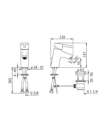 Смеситель для раковины с донным клапаном Hansa Pinto 45042203