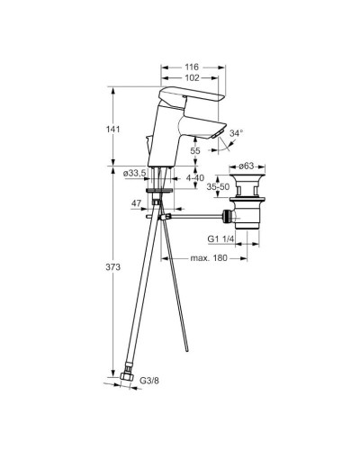 Смеситель для раковины с донным клапаном Hansa Vantis 52402273