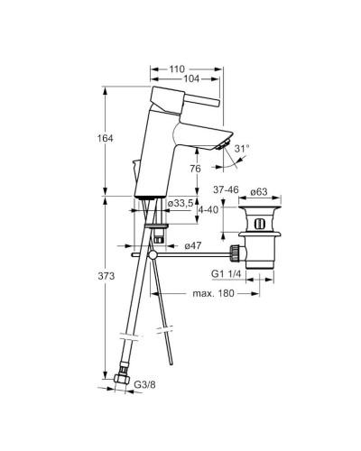 Смеситель для раковины с донным клапаном Hansa Vantis Style 52562277