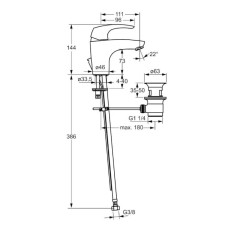 Смеситель для раковины с донным клапаном Hansa Disc 01012274