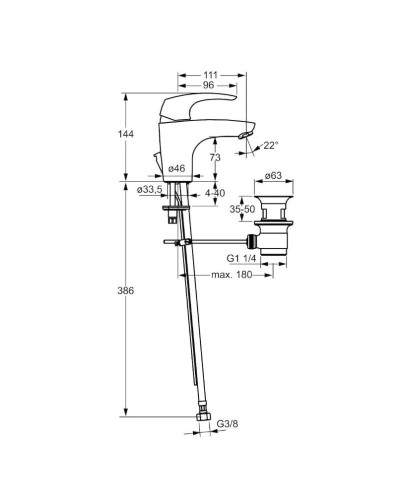 Смеситель для раковины с донным клапаном Hansa Disc 01012274