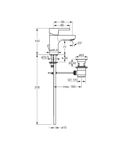 Смеситель для раковины с донным клапаном Hansa Form 49092103