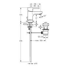 Смеситель для раковины с донным клапаном Hansa Form 49092103