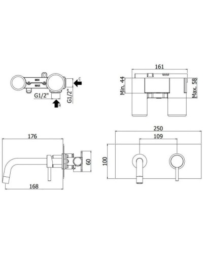 Смеситель для раковины без донного клапана Paffoni Light LIG101NO/M
