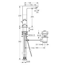 Смеситель для раковины с донным клапаном Hansa Ligna 55302203