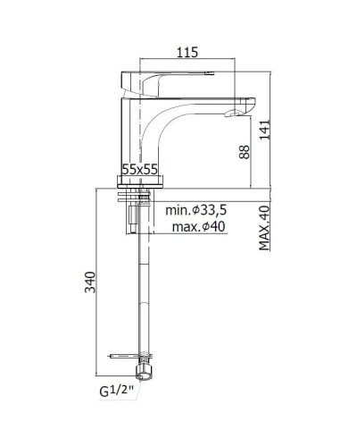 Смеситель для раковины без донного клапана Paffoni Sly SY071CR