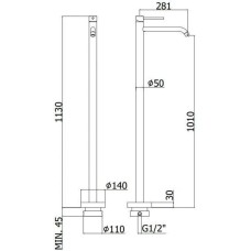 Смеситель напольный для раковины без донного клапана Paffoni Light LIG031CR