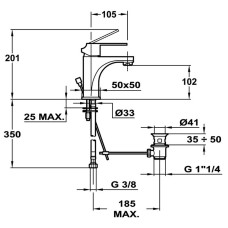 Смеситель для раковины с донным клапаном Teka Cuadro 38.342.02.1W