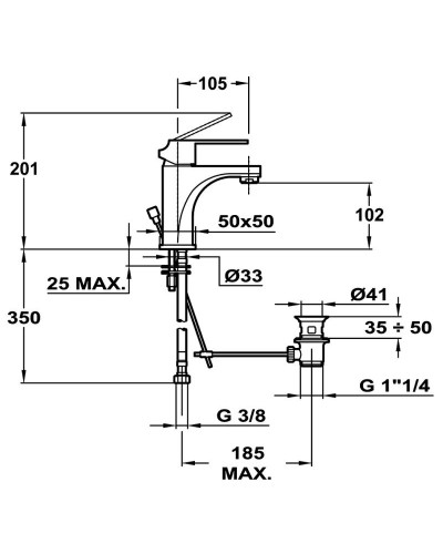 Смеситель для раковины с донным клапаном Teka Cuadro 38.342.02.1W