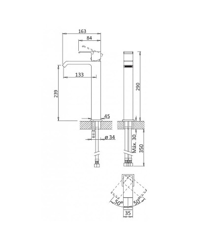 Смеситель для раковины Cezares Porta PORTA-LC-SR Sunrise