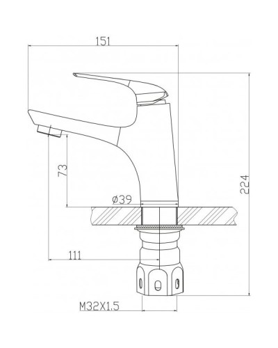 Смеситель для раковины без донного клапана BelBagno Gamma GAM-LVM-25-IN