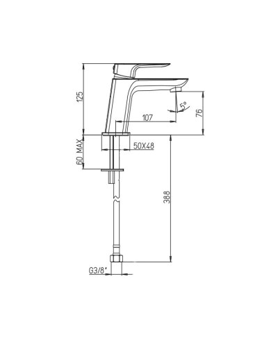 Смеситель для раковины без донного клапана Paini Nove 09BY205LMKM