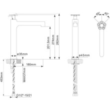 Смеситель для раковины без донного клапана BelBagno Roso ROS-LMC-CRM