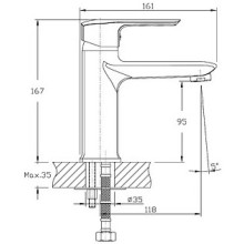 Смеситель для раковины без донного клапана Orange Merci M13-021cr