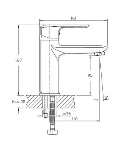 Смеситель для раковины без донного клапана Orange Merci M13-021cr