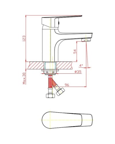 Смеситель для раковины без донного клапана Orange Loop M26-021gold