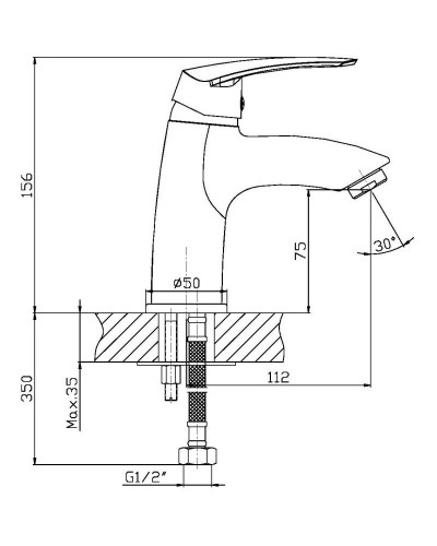 Смеситель для раковины без донного клапана Orange Alfi M18-021br
