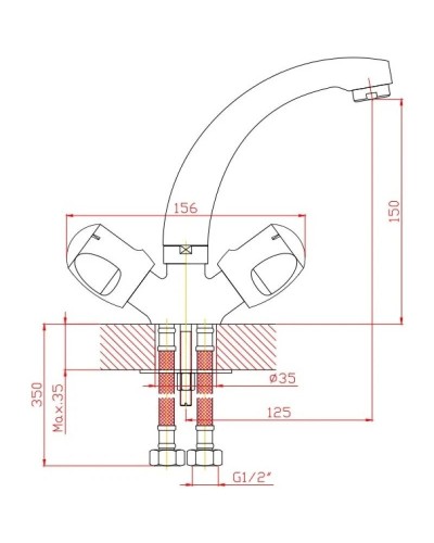 Смеситель для раковины без донного клапана Orange Classic S M75-012cr