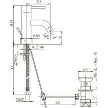 Смеситель для раковины с донным клапаном Paini Cox 78PW211