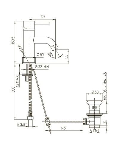 Смеситель для раковины с донным клапаном Paini Cox 78PW211