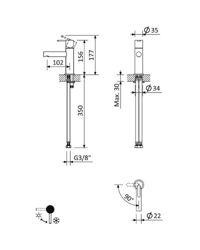 Смеситель для раковины Cezares Leaf LEAF-LSM1-L-BIO Белый матовый