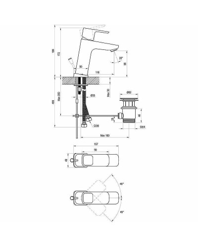 Смеситель для раковины Ravak 10° TD 013.00 X070061 Хром