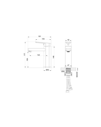 Смеситель для раковины WONZON & WOGHAND, Брашированное золото (WW-88139010-BG)
