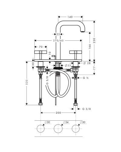 Смеситель для раковины с донным клапаном Axor Citterio 39134000
