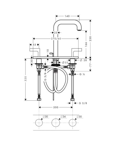 Смеситель для раковины с донным клапаном Axor Citterio 39136000