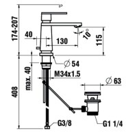 Смеситель для раковины с донным клапаном Laufen New Classic 3.1185.1.004.121.1