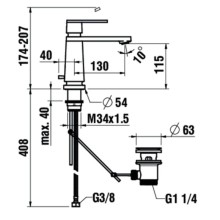 Смеситель для раковины с донным клапаном Laufen New Classic 3.1185.1.004.121.1