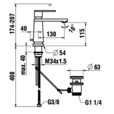 Смеситель для раковины с донным клапаном Laufen New Classic 3.1185.1.004.121.1