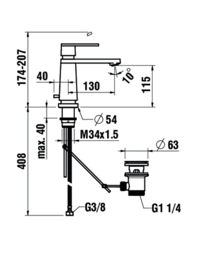 Смеситель для раковины с донным клапаном Laufen New Classic 3.1185.1.004.121.1