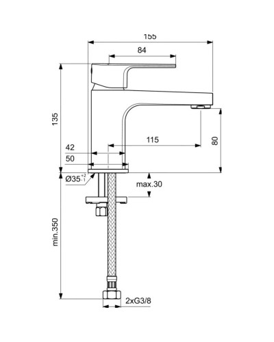 Смеситель для раковины без донного клапана Ideal Standard Cerafine D BC682AA