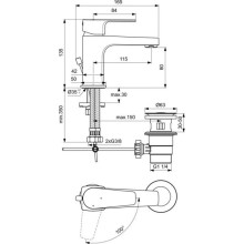 Смеситель для раковины с донным клапаном Ideal Standard Cerafine D BC745AA