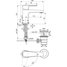 Смеситель для раковины с донным клапаном Ideal Standard Cerafine D BC745AA