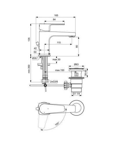 Смеситель для раковины с донным клапаном Ideal Standard Cerafine D BC745AA