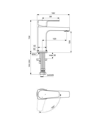 Смеситель для раковины без донного клапана Ideal Standard Cerafine D BC687AA